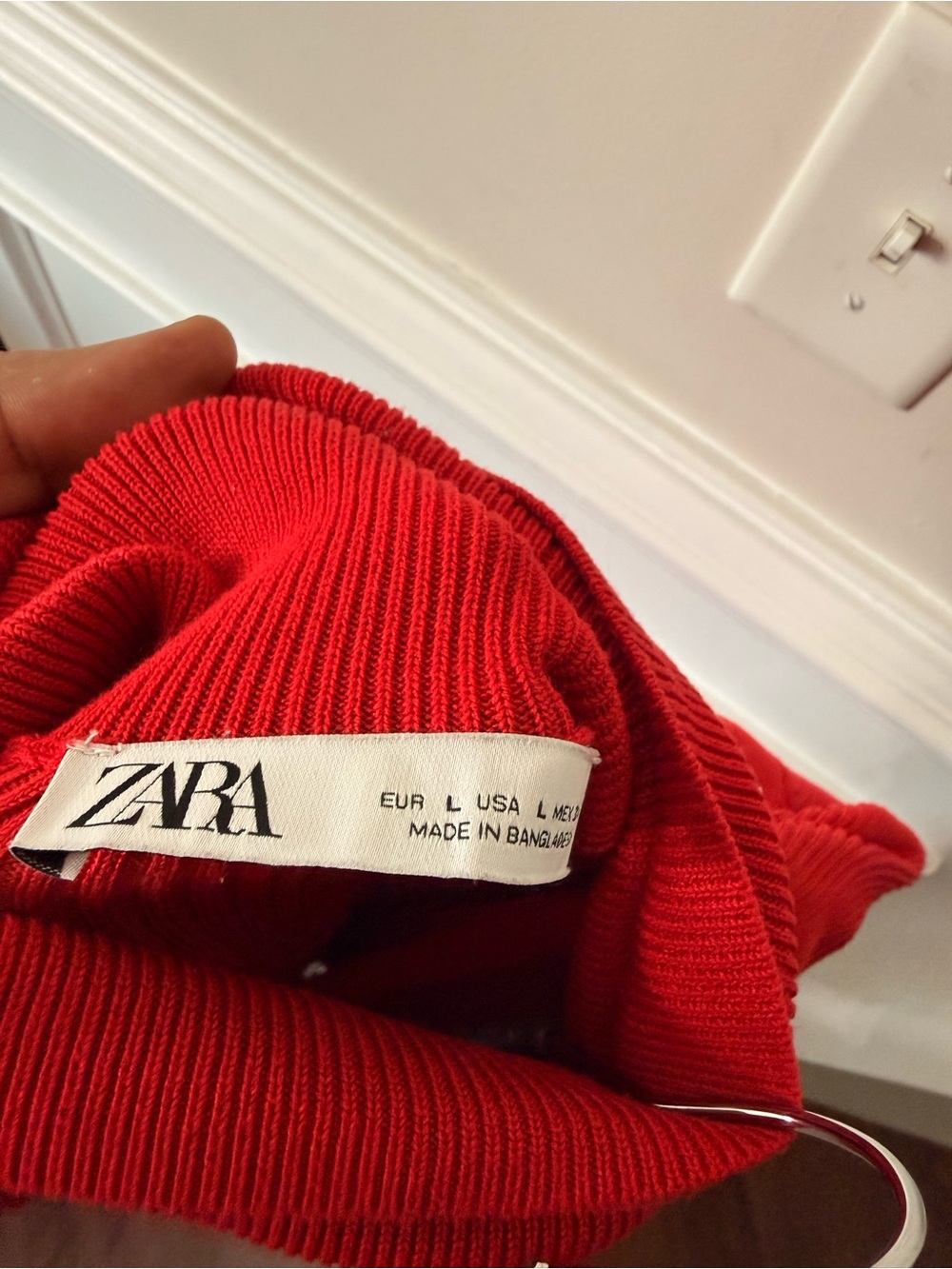 Zara Red Ribbed Turtleneck Long-Sleeve Dress - Picture 3 of 3